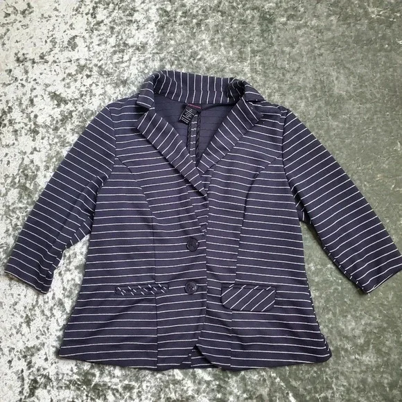 Torrid Striped Grey Glitter/ Navy Blazer - Picture 1 of 10